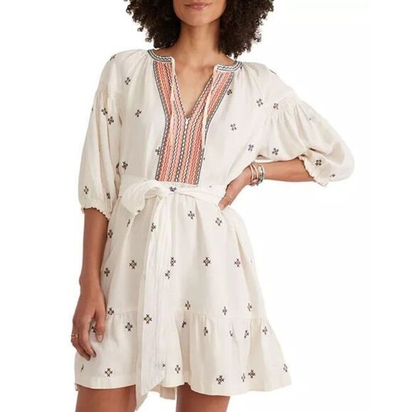 Marine Layer Peyton Mini Dress Size Small Embroidered Belted - Picture 1 of 11
